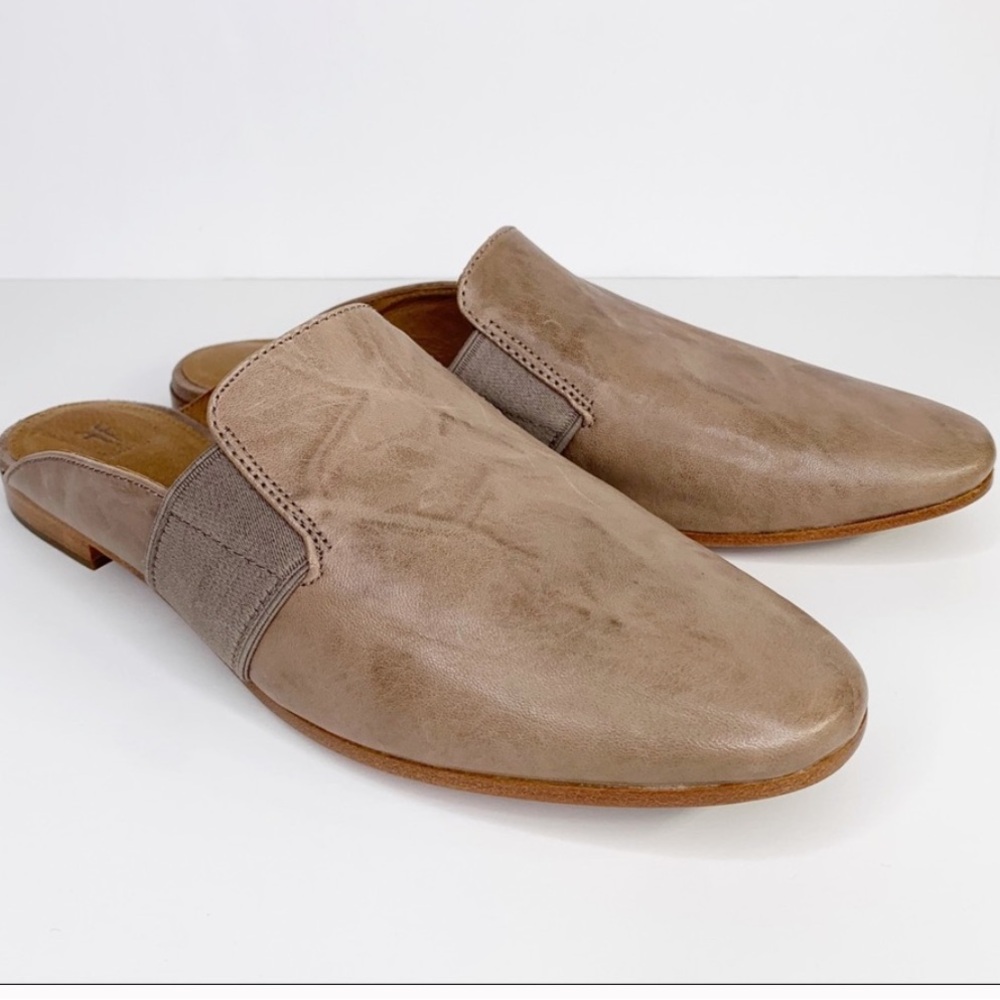 FRYE | Terri Gore Leather Slip On Grey Mule